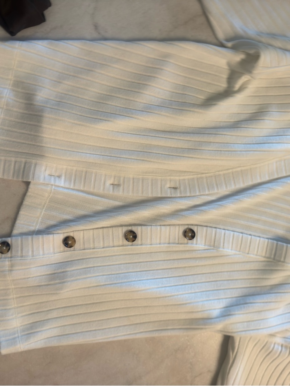 ALO Yoga Ivory Ribbed Button-Front Cardigan